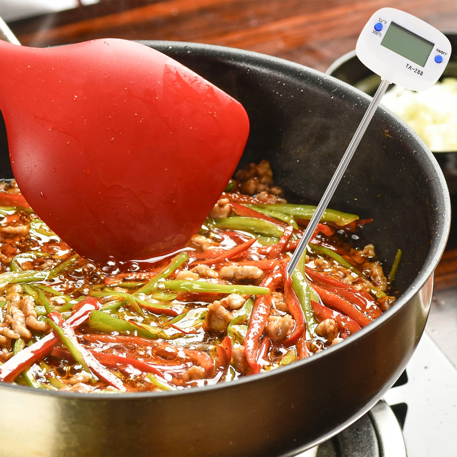 

2pcs Metal Kitchen Food Thermometer Digital Precision Probe For Oil Milk Meat High Heat Resistant Long Home