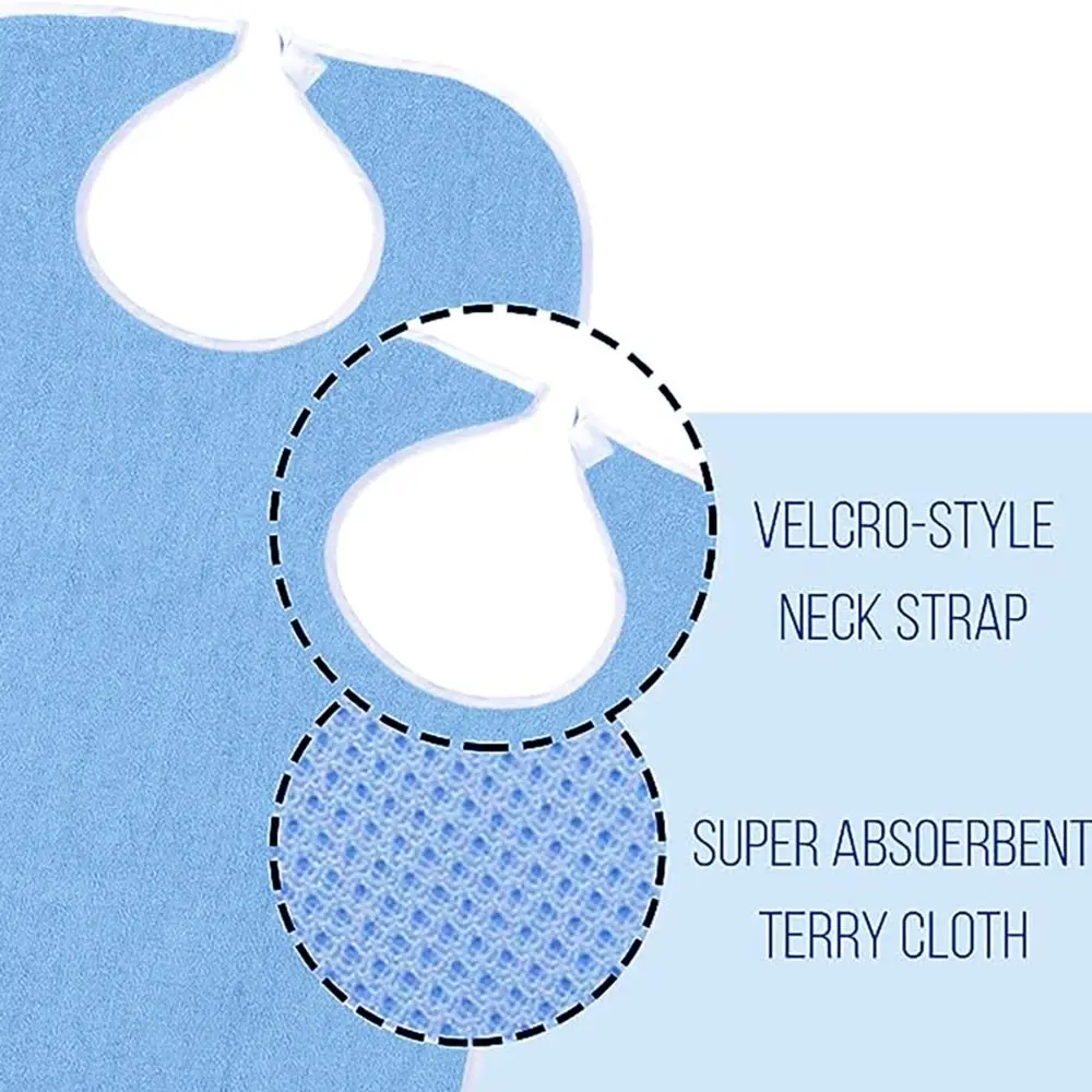 다목적 노인용 턱받이 수유 간호, 세척 가능 얼룩 방지 식사 의류 보호, 엉킴 없는 다이어트 성인 턱받이, 남녀 공용