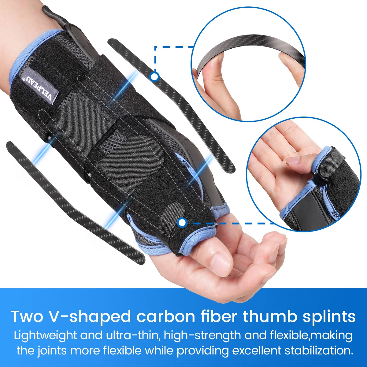 VELPEAU Wrist Brace for Arthritis Pain and Sprain Stable and Breathable Orthosis Wrist Splint with Thumb for Men and Women