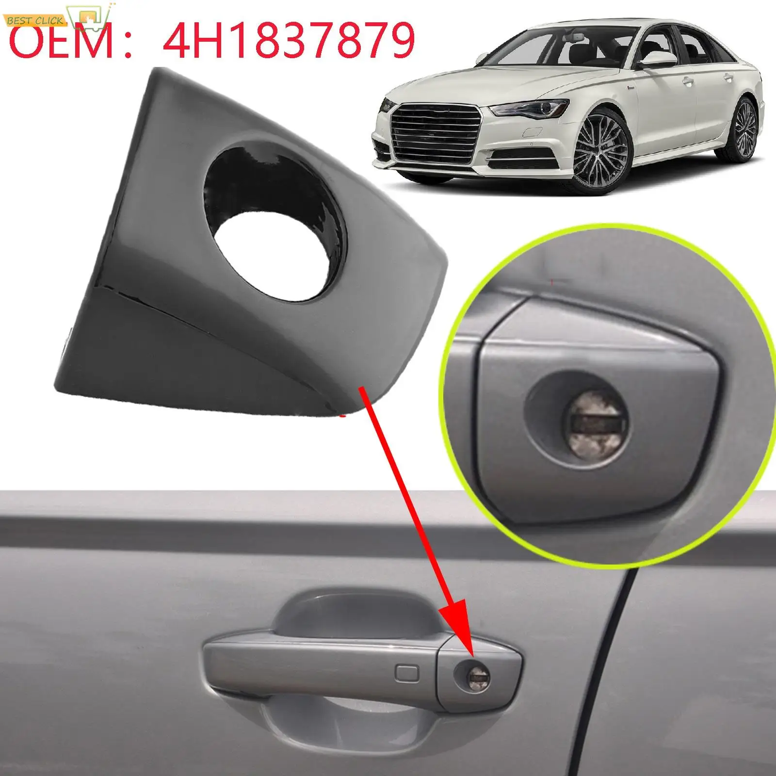 4H1837879 For Audi A6 A7 A8 RS6 RS7 A6/S6 A8/S8 Automobile Driving Door Outer Handle Cover Keyhole Small Cover Door Handle Cover