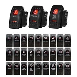Red Led Rocker Switch SPST 5P ON OFF & DPDT 7P ON OFF ON For Car Marine Boat IP66 NARVA Carling ARB Style Auto Parts Accessories