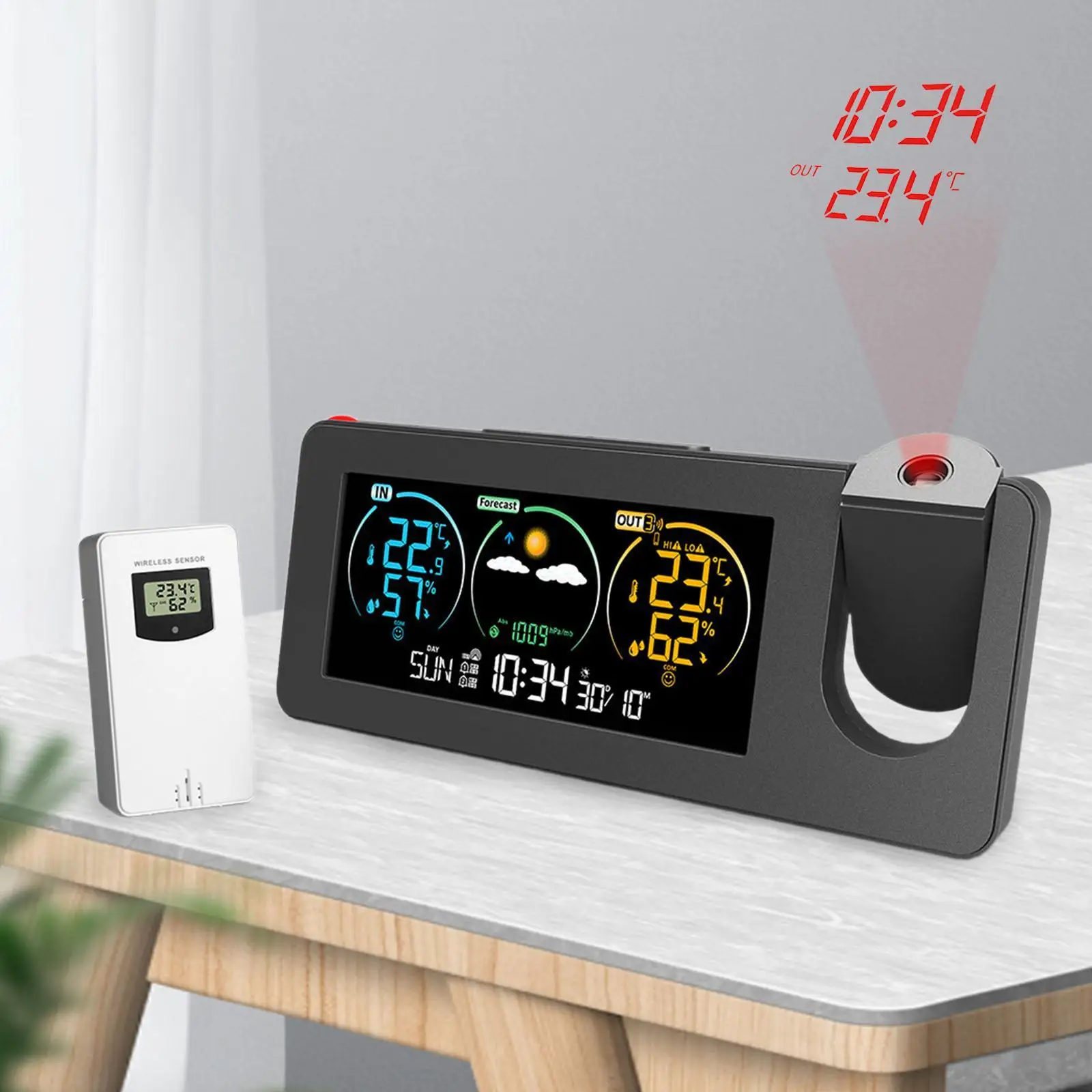 Digital Weather Station Projector Alarm Clock Lightweight Versatile Calendar