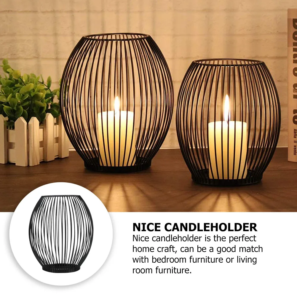 

1pc Lantern Shaped Lantern Holder Holder Decor Home Ornament For Home Bedroom Living Room Party Black