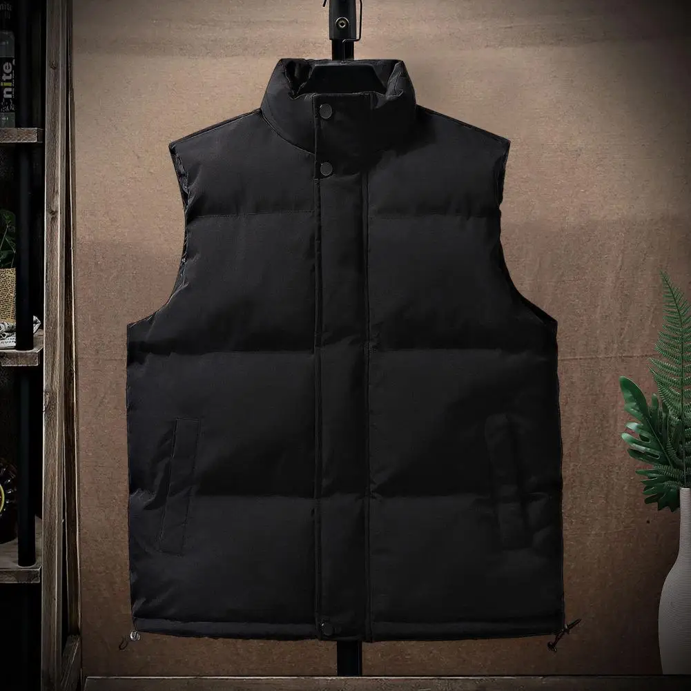 

Men Thickened Vest Jacket Men's Windproof Padded Vest with Stand Collar Zipper Closure Winter Sleeveless Waistcoat for Warmth