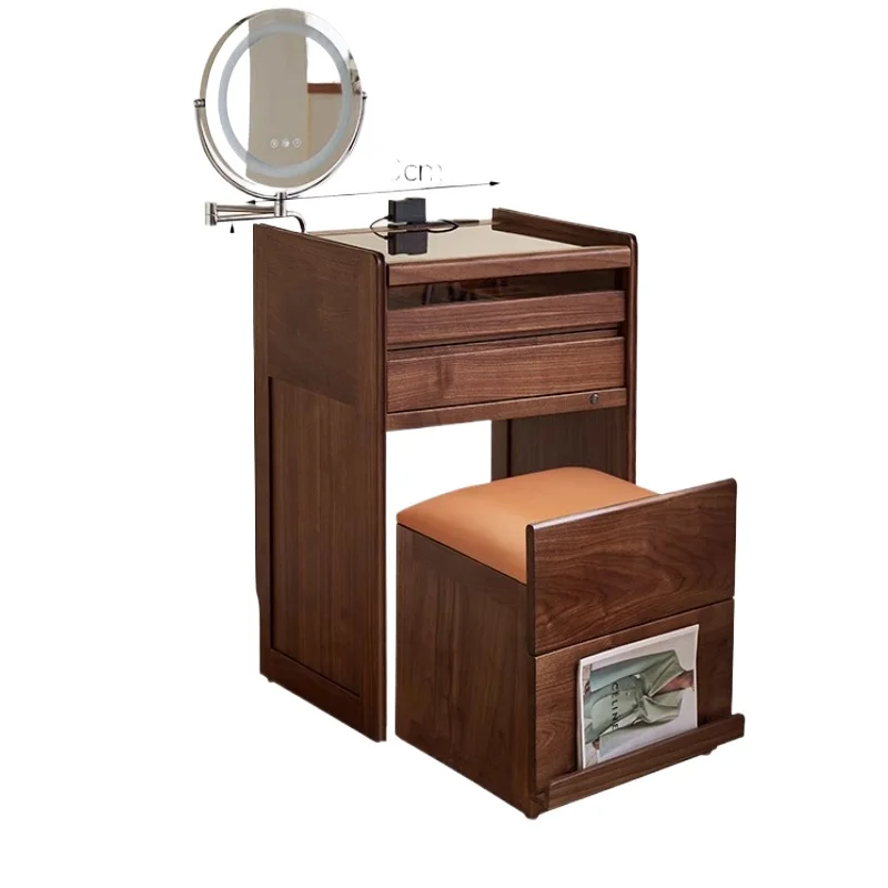 

North American black walnut solid wood dresser bedside table integrated bedroom makeup table cabinet