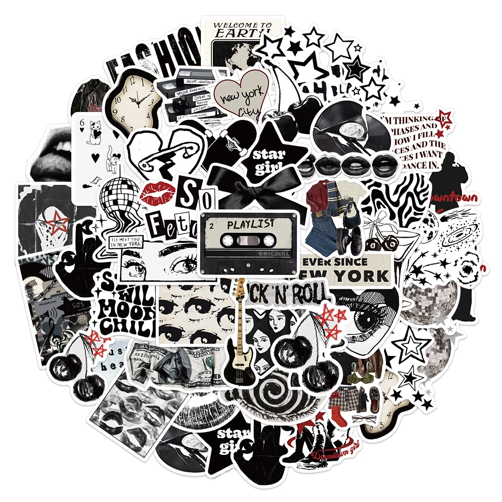 

50PCS Creative Black Y2K Creative Aesthetic Sticker Advanced Mobile Phone Case Laptop Sticker