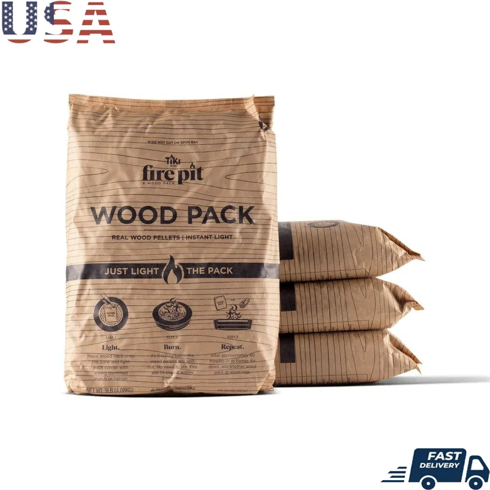 

Easy Start Fire Pit Wood Packs Smokeless Hardwood Pellets Quick Ignition 30 Minute Burn Outdoor Heating 4-Pack Ideal Camping