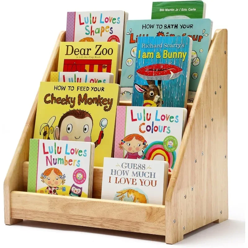 

Bookshelf for Toddler 1-5 Years, Kids Wooden 5-Tier Front Facing Book Display Shelf with Chalkboard for Bedroom