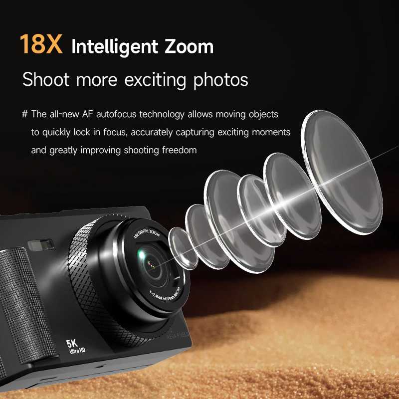 

5K HD 180° ° Камера с откидным экраном, 7500 Вт, пикселей, 18-кратный зум, студенческая вечеринка, селфи, беззеркальная фотография, цифровая камера начального уровня для видеоблога