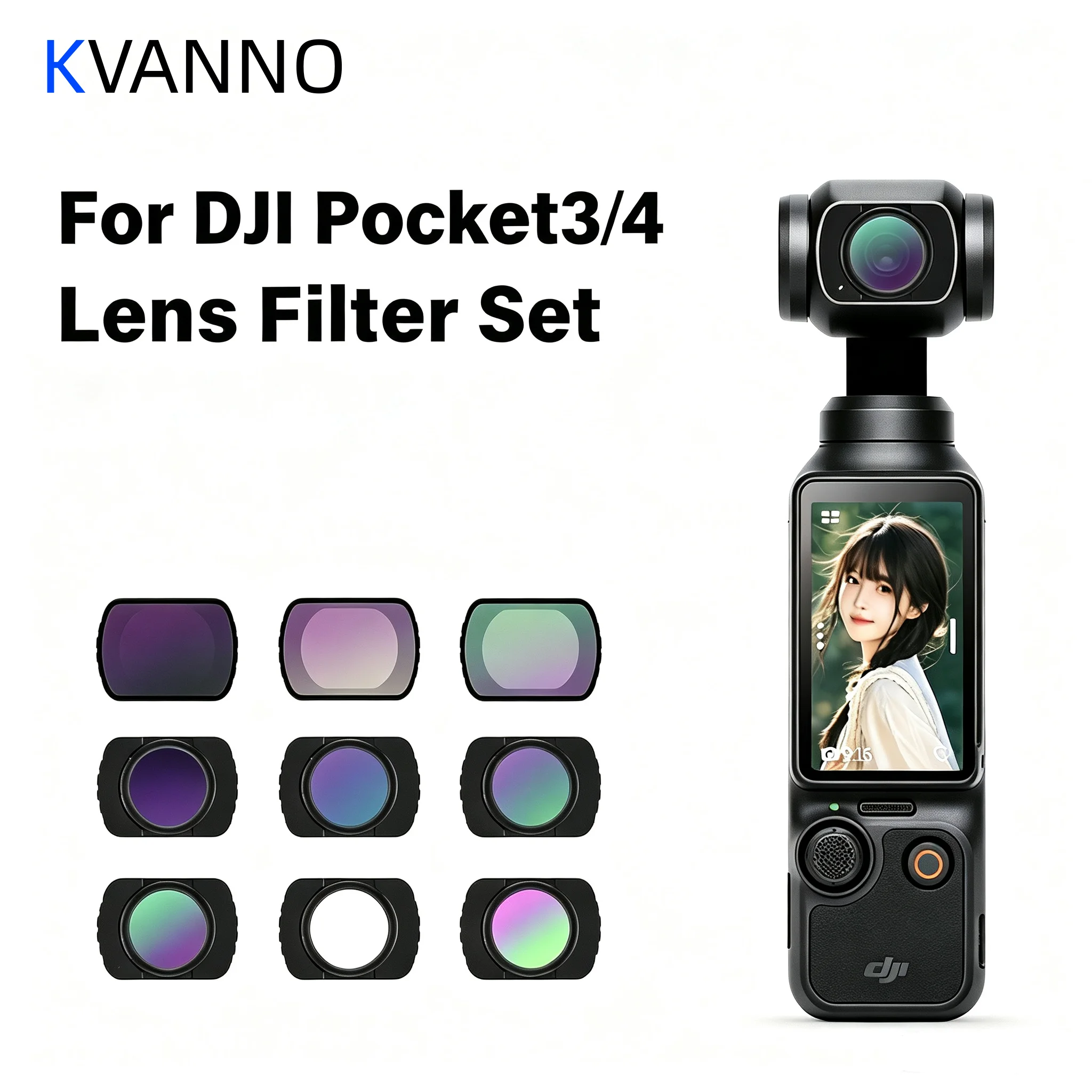 KVANNO Filter For DJI OSMO Pocket 3 4 Lens Filter Set UV CPL ND8 ND16 ND32 Filter Pocket Camera Accessories Magnetic Filter Set