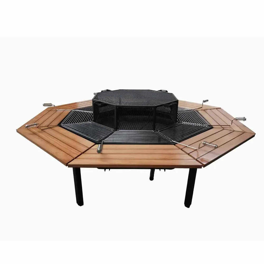 KingJoy 8 seats Wood Outdoor Barbecue Garden Grills