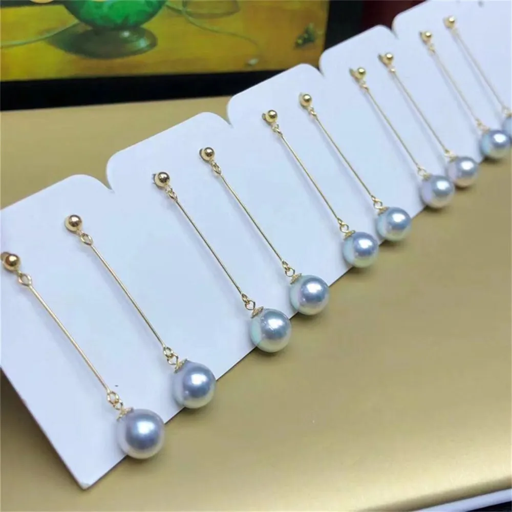 DIY Pearl Accessories S925 Silver Ear Line Empty Holder Simple and Versatile Earring Empty Holder Paired Fit 7-10mm Round Beads