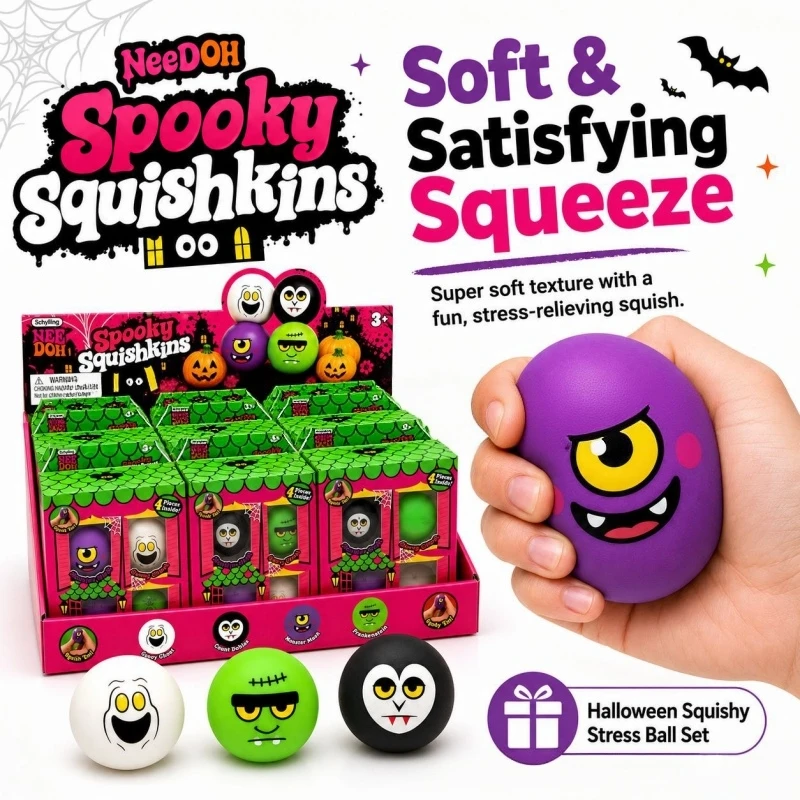 Halloween Ghost Squishy Toy Gift Box, Spooky Monster Stress Balls, Sensory Fidget Squeeze Toys, Party Holiday Gifts