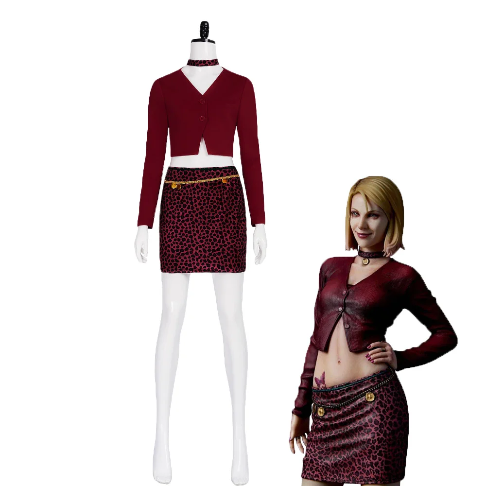Фильм террора, медсестра Мария, карнавальный костюм для взрослых, женский винно-красный топ с длинными рукавами, леопардовый принт, юбка, костюм, праздничная одежда на Хэллоуин