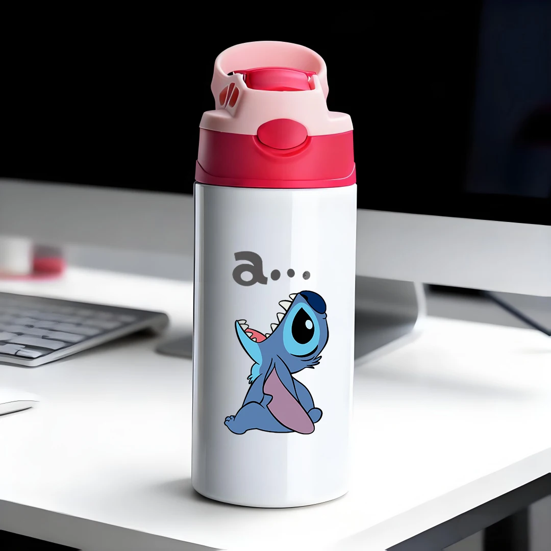 

Disney Mickey Mouse Insulated Cup with Stich Design Light Blue and Pink LargeEyed Smiling 304 Stainless Steel Cartoon Stra