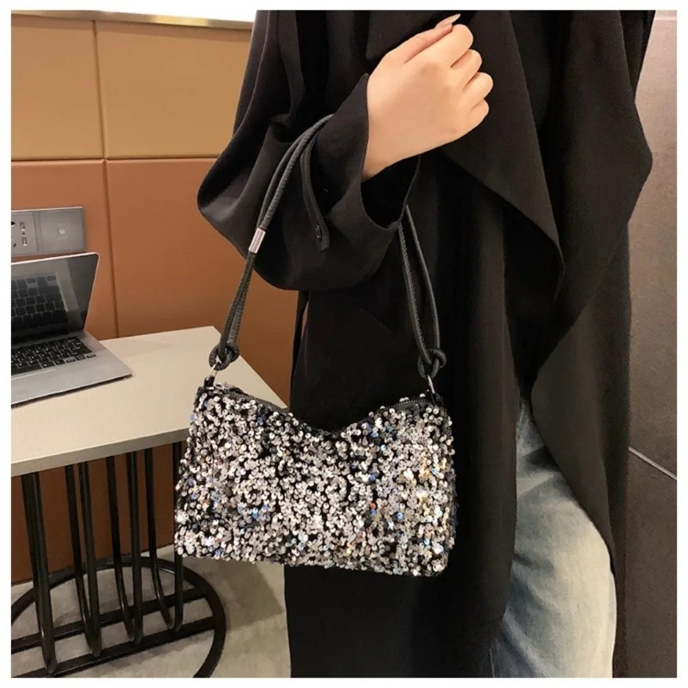

New Multifunctional Underarm Bag Large Capacity with Sequins Tote Bag Portable Handbag Women