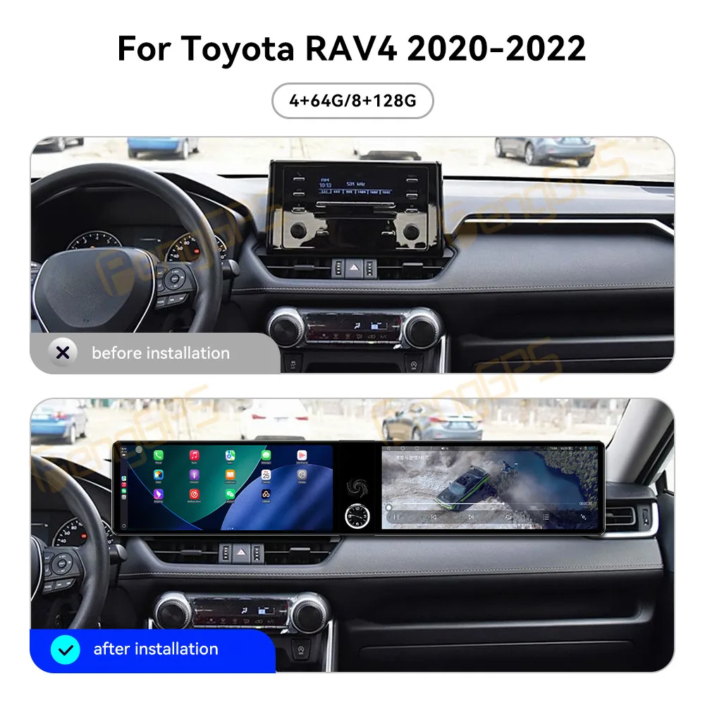 24.6 Inch For Toyota RAV4 2020-2022 Android13 Car Radio Wireless Apple Carplay Multimedia Player Touch Screen Stereo WIFI BT 4G