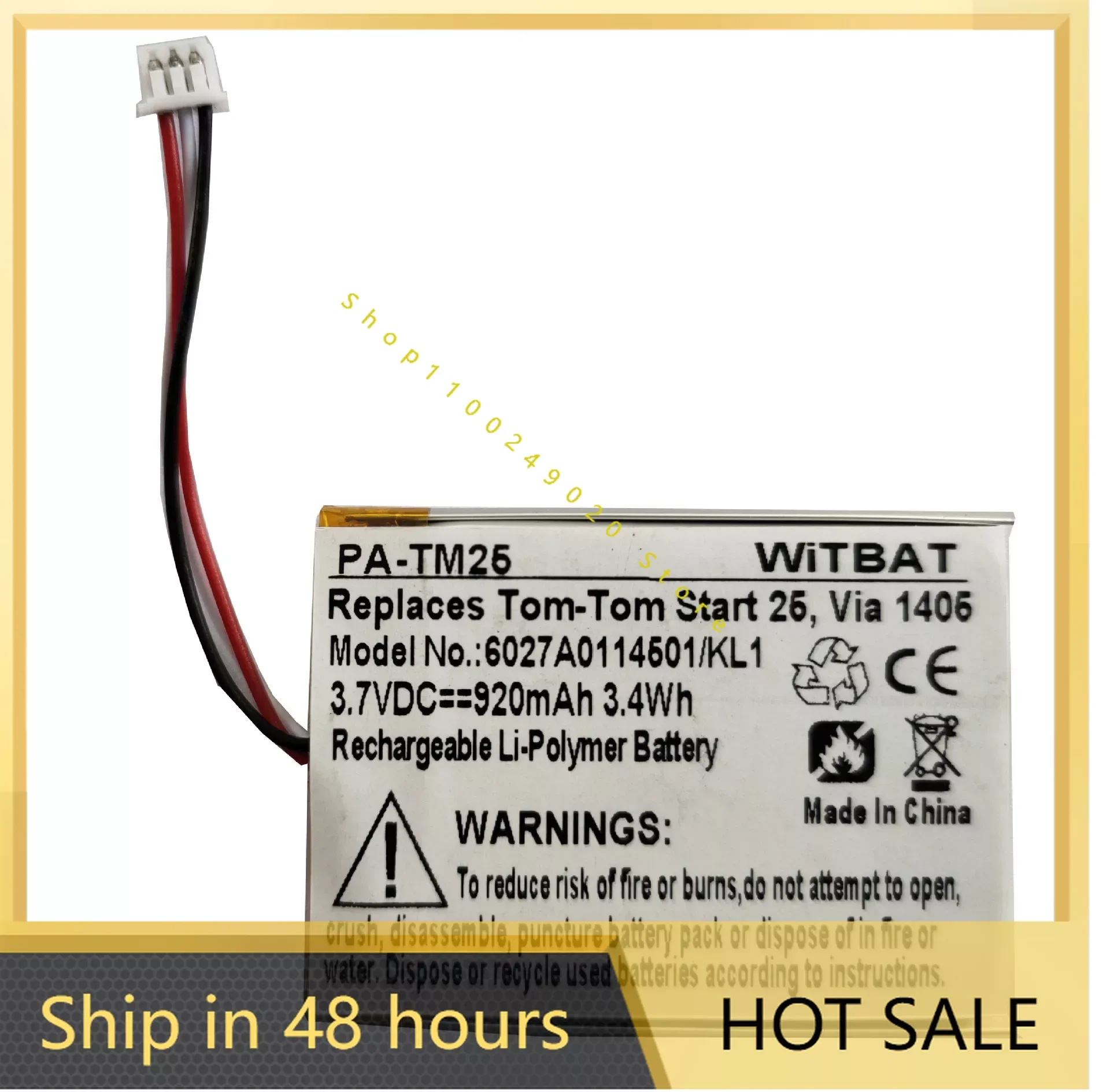 For TomTom Start 25 KL1 GPS Battery 6027a0114501