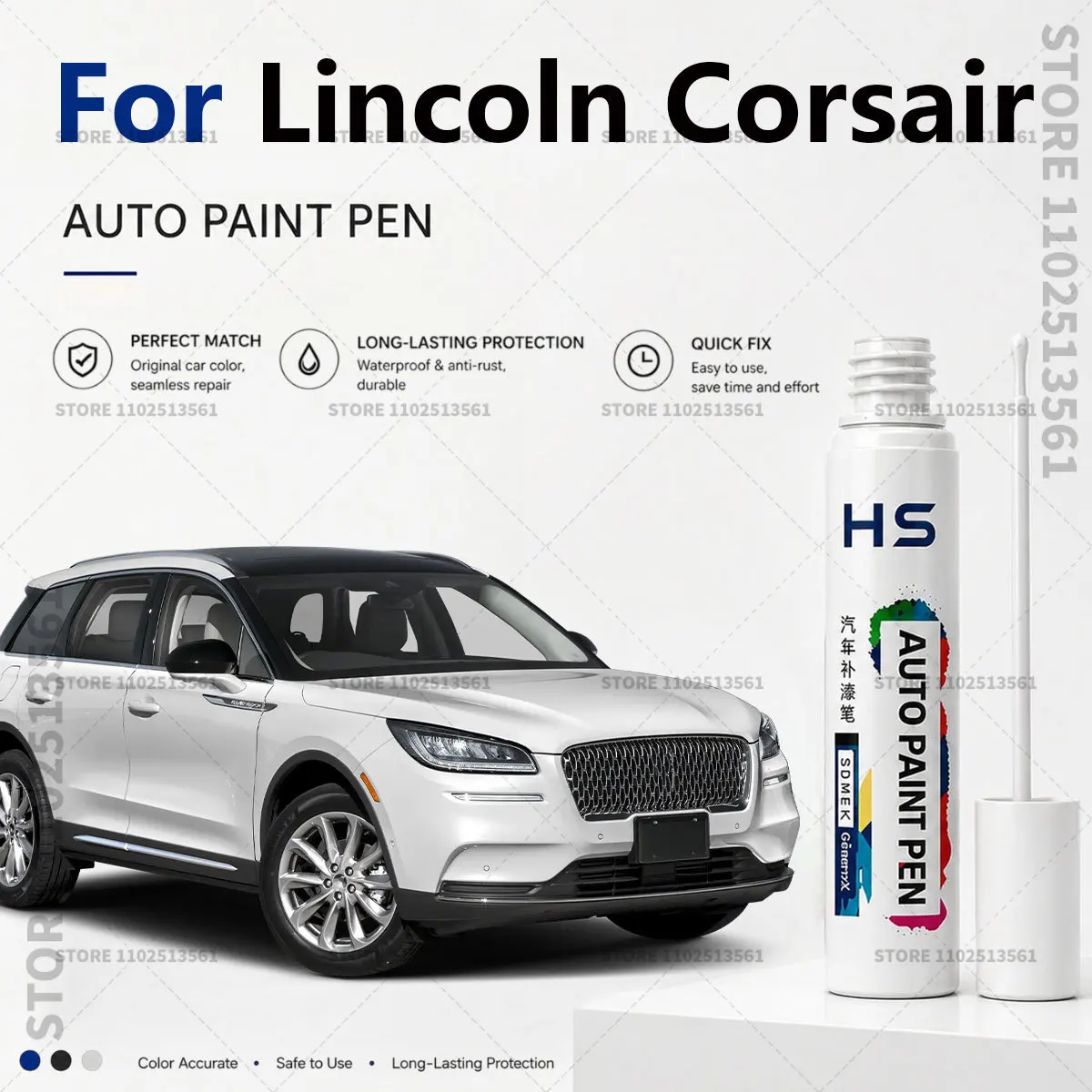 Touch Up Paint Pen – Quick Car Scratch Repair for Chips & Minor Scratches For Lincoln Corsair Infinite Black Gray Gray Blue