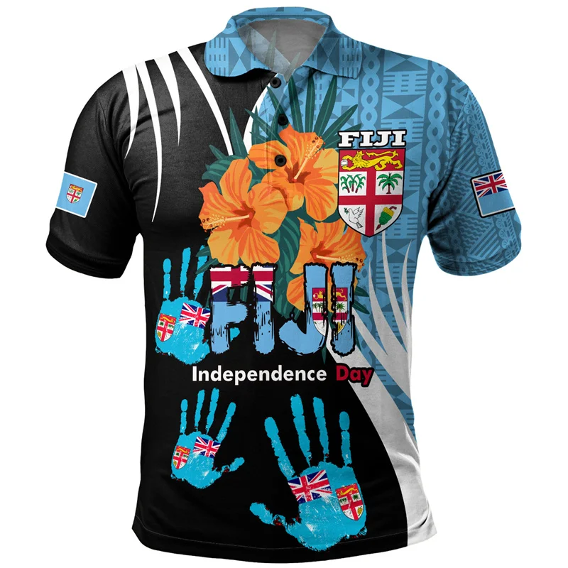 Summer 3D FijiRugby Fiji Pride Printed Polo Shirt For Men Happy Fiji Day Graphic Polo Shirts Kid Fashion Vintage Cool Polos Top