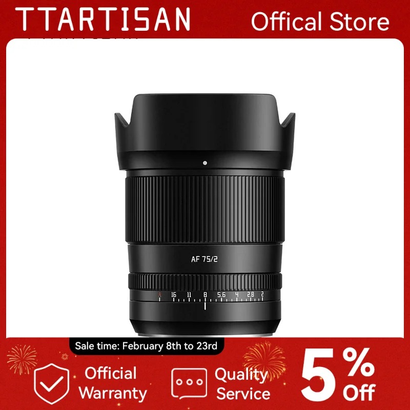 

TTArtisan Auto Focus 75 мм F2 полнокадровый объектив для беззеркальной камеры с креплением E Z для Sony A7M4 zve10 Nikon zfc Z9 Panasonic S9 Fuji XH2S