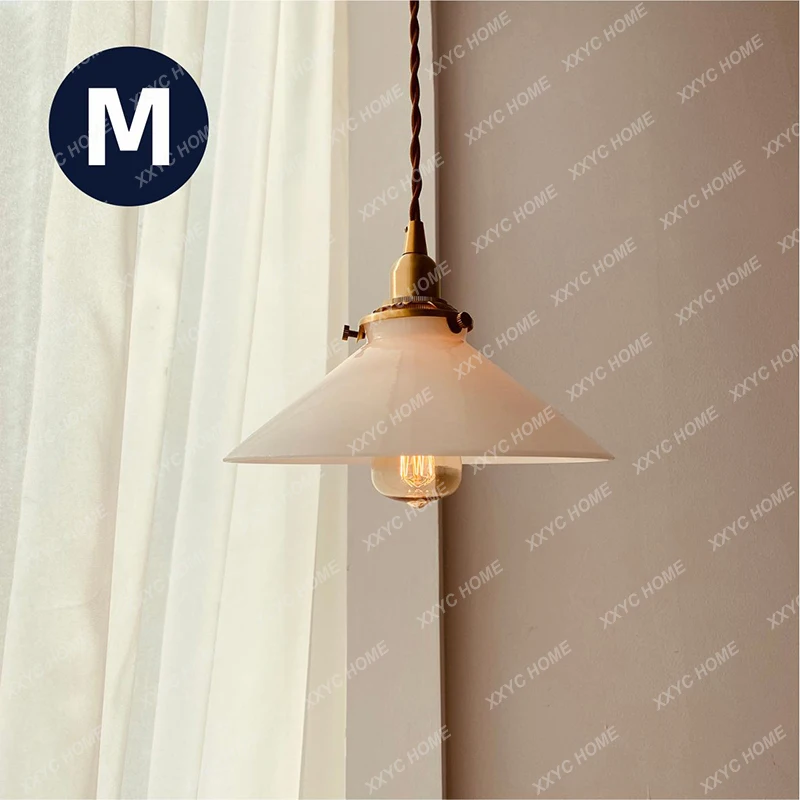 

Mu lantern, retro white glass chandelier, simple ins wind cream restaurant kitchen cafe window bar light