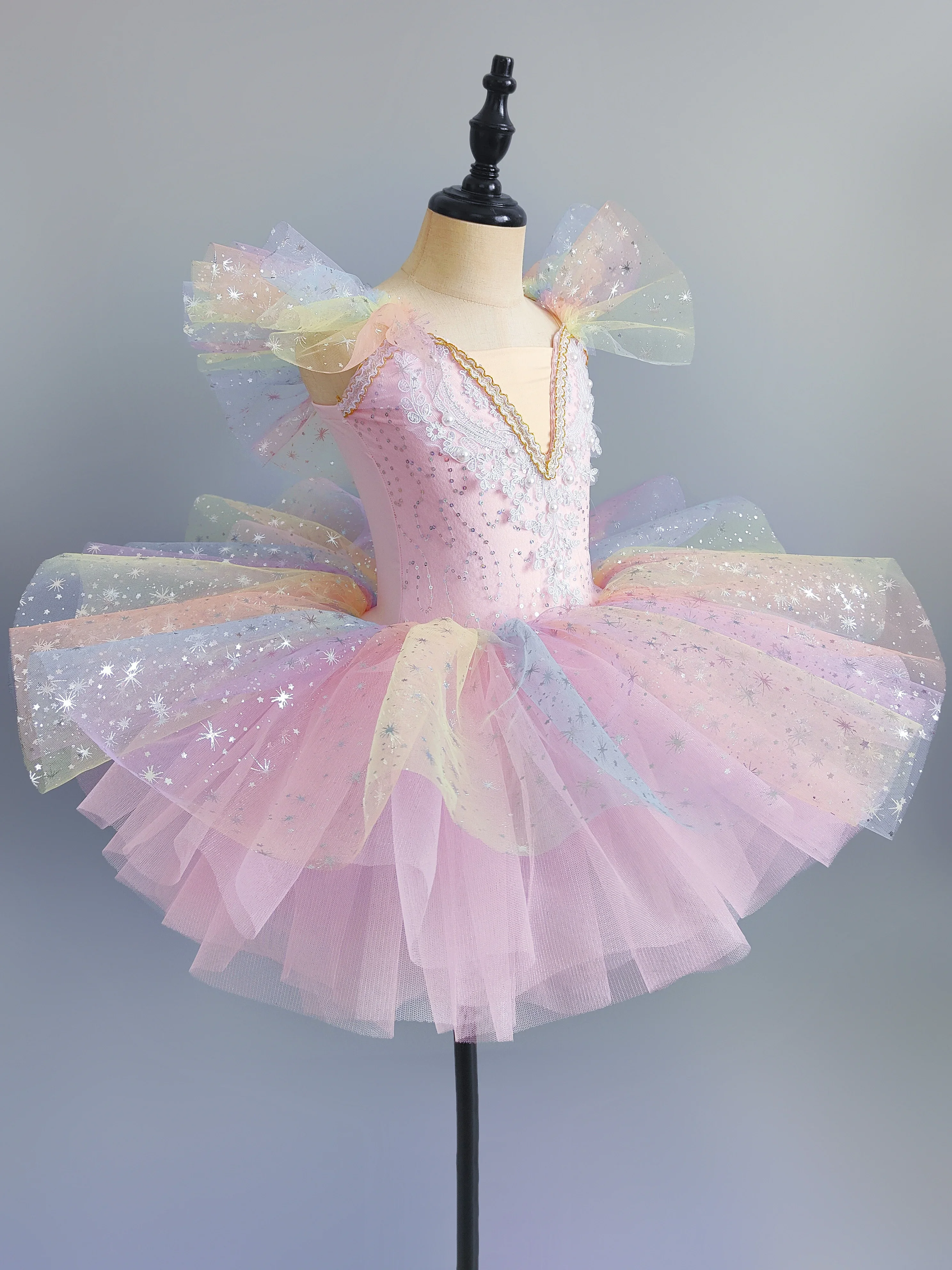 Robe de Ballet à Paillettes pour Enfants, Tutu de brev, Jupes de Performance, Vêtements de Princesse, 7 Couleurs