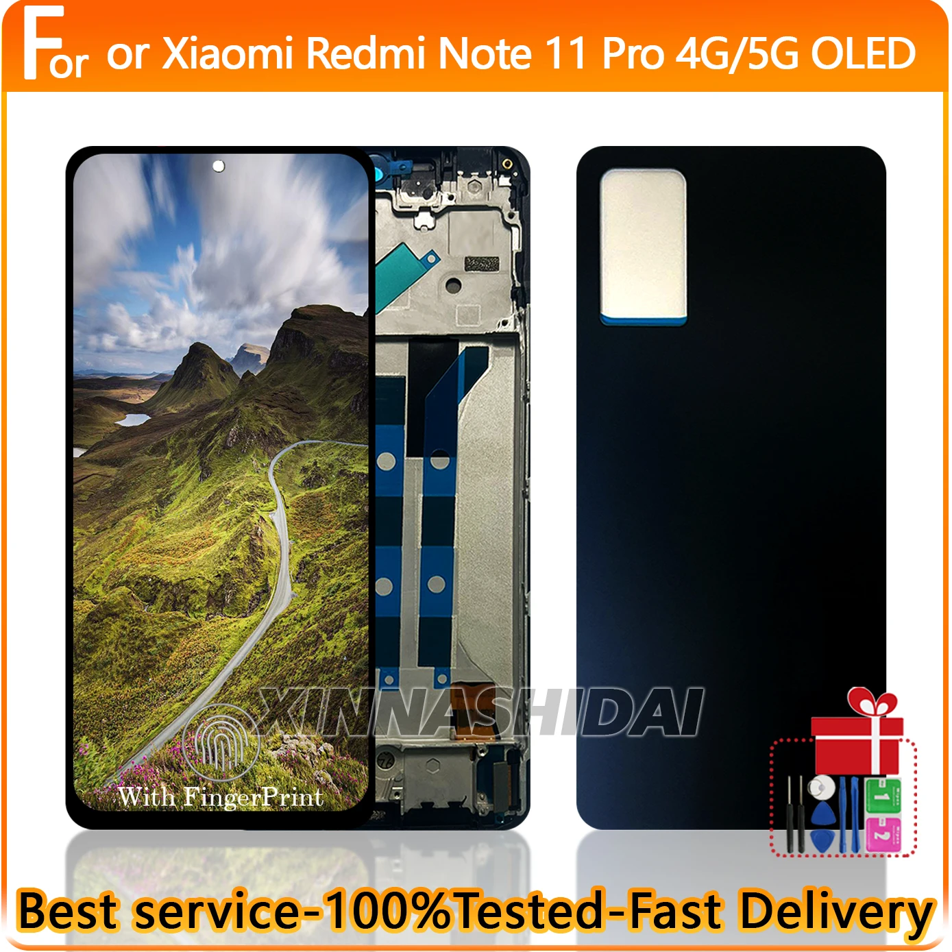 LCD Screen For Xiaomi Redmi Note 11 Pro 4G LCD Display Touch Screen Frame Battey Cover Housing For Redmi Note 11 5G Replair Part