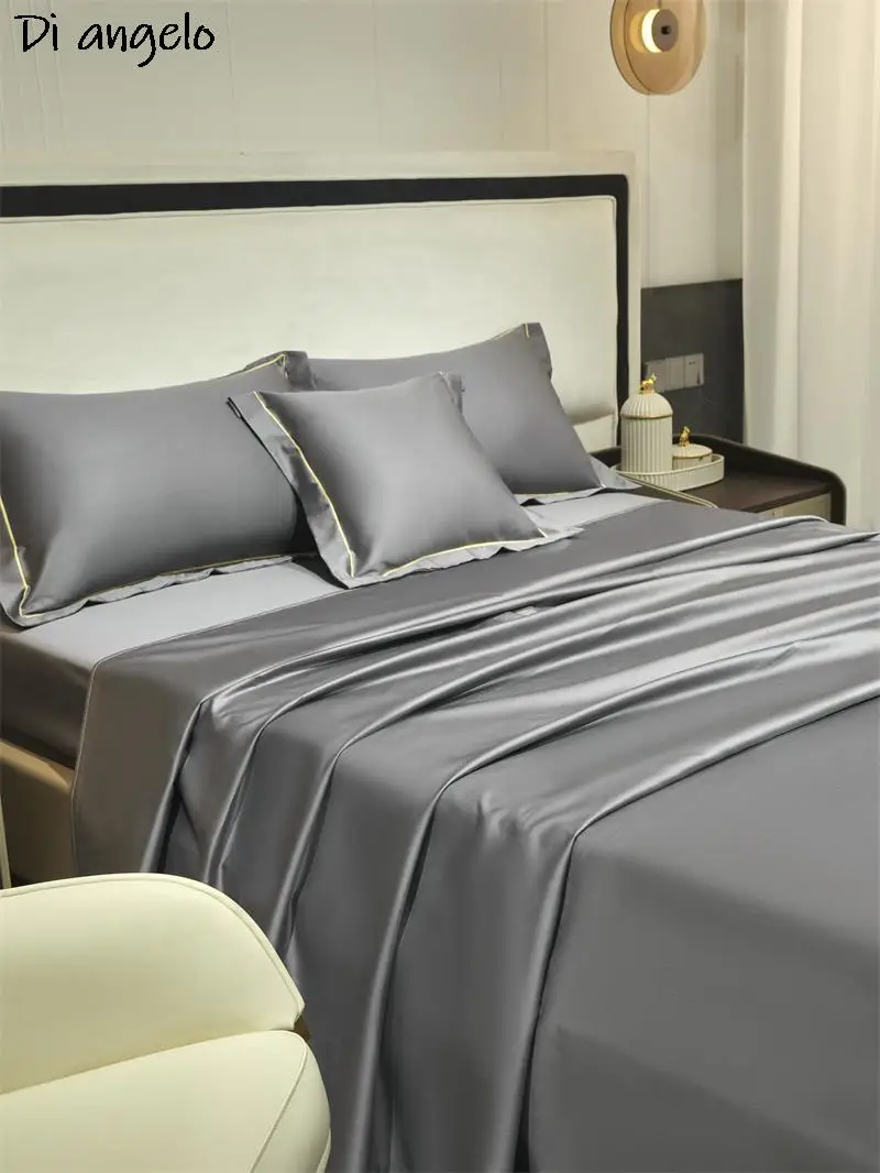 New Style 1000TC Egyptian Cotton Solid Color Embroidery Sheet Pillowcase Soft Bed Linen Flat Sheet Bedsheet Custom Size #/L