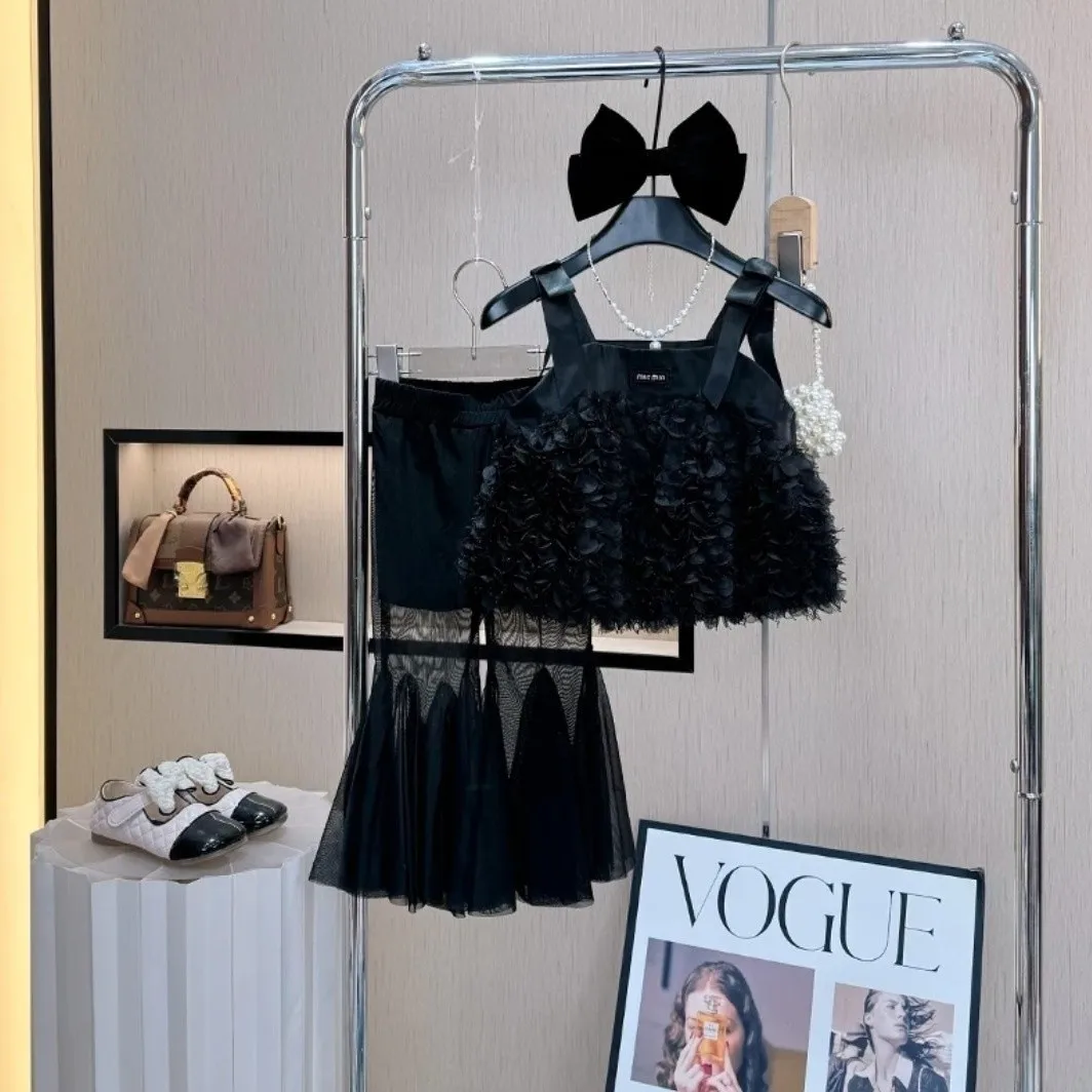 

Girls Set Summer New Children's Fashionable Suspender+Lace Pants Children's Two-piece Set