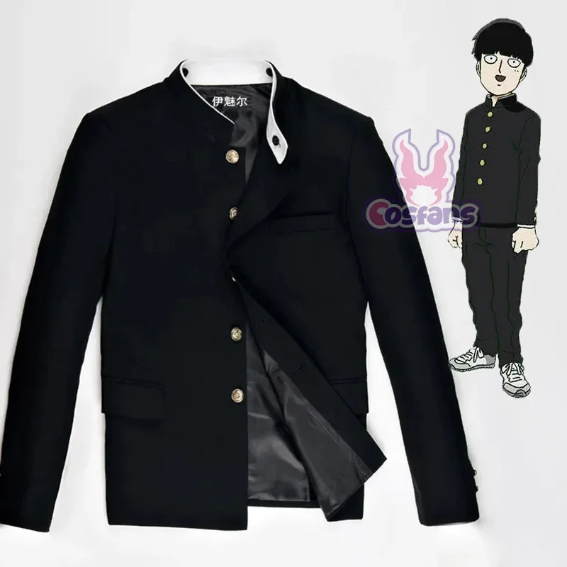 High School Boys Cosplay Costume Mobu Saiko Hyaku Kageyama Shigeo black Gakuran Suits Coat Pants Men's JK School Uniform S-5XL