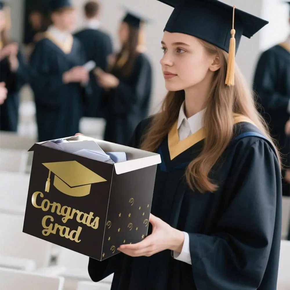 

Black Golden Graduation Game Gift Box DIY ‎Foldable Graduation Voting Box Handmade Paper Money Box Graduation Party Decoration