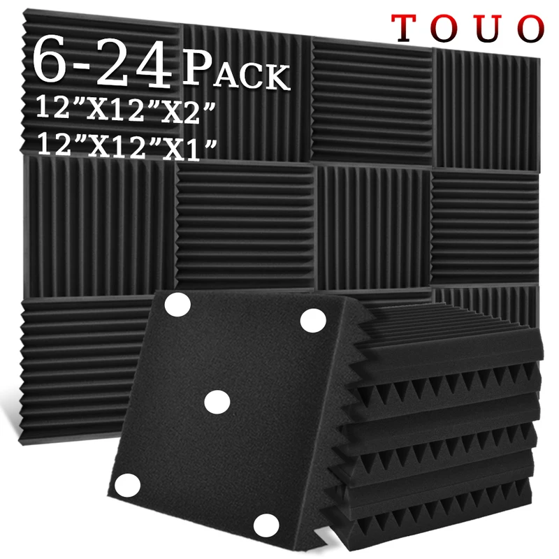 

TOUO Acoustic Sponge Self Adhesive Sound Absorbing Panel 6-24 Pcs For Podcasting Recording Studios Offices Noise Canceling