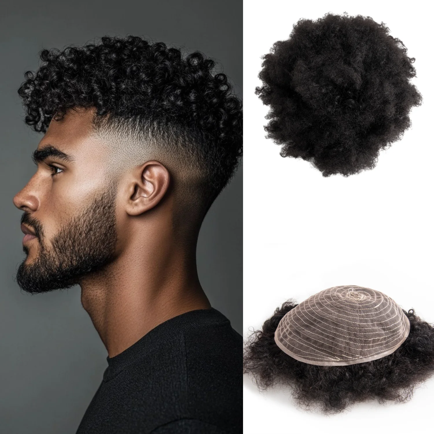 

DESHI Накладка для волос в афро-стиле для мужчин или топпер для женщин, машинная работа, 100% натуральные человеческие волосы, системы замещения волос