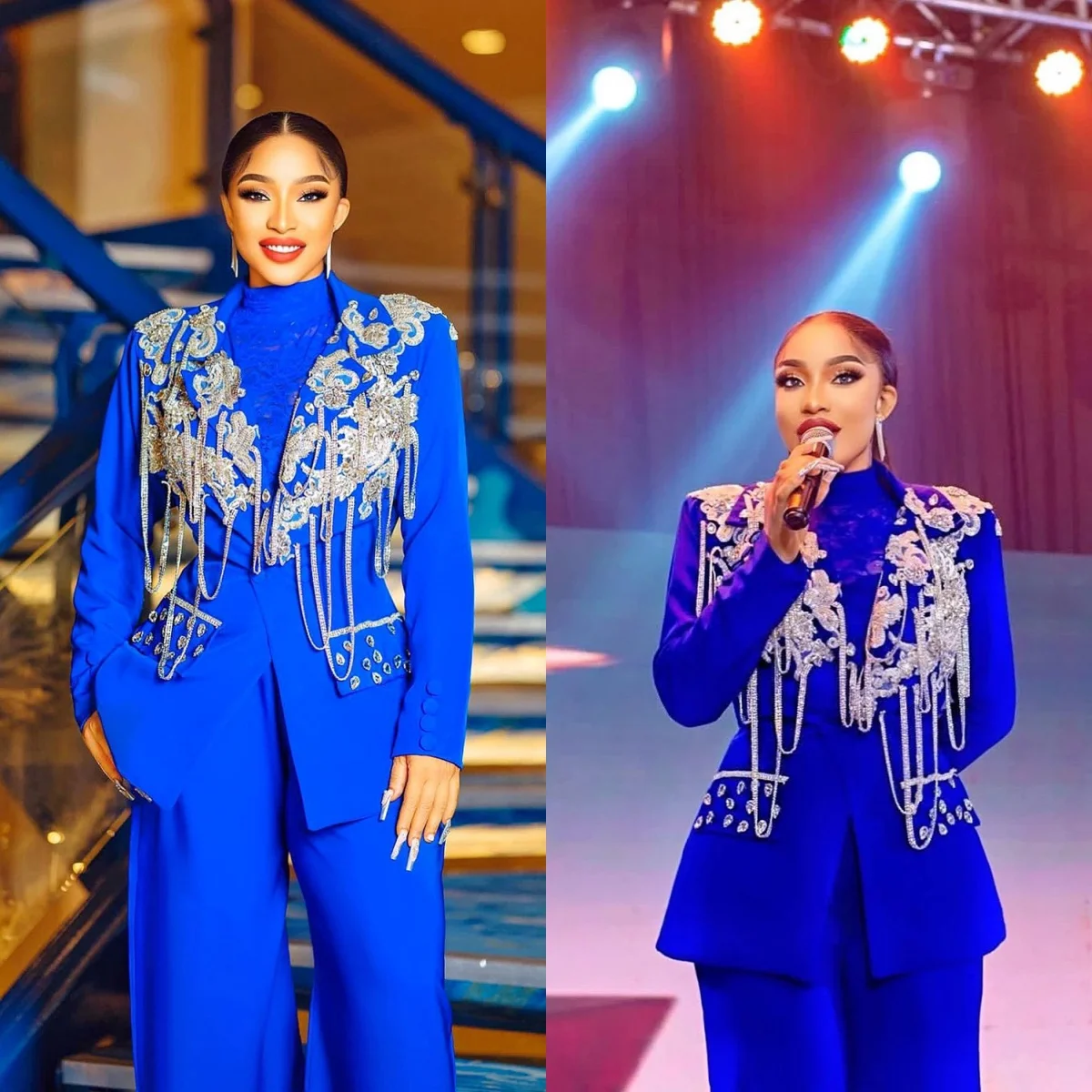 

Customized Fashion Show Women Blazer Suits 2 Pieces Slim Fit Beading Appliques Wedding Prom Formal Wear Tuxedos Guest Wear