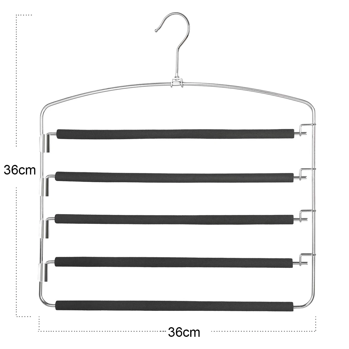 Pants Hangers 5 Layers Metal Slack Magic Hangers Non-Slip Foam Padded Swing Arm Space Saving Hanger Clothes Closet Storage