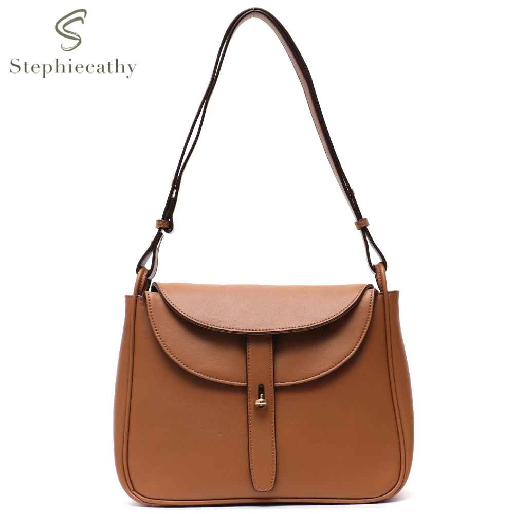 SC Women Genuine Leather Shoulder Bags Niche Brand Design Simple Fashion Flap Handbags Female Daily Work Crossbody Pillow Purses