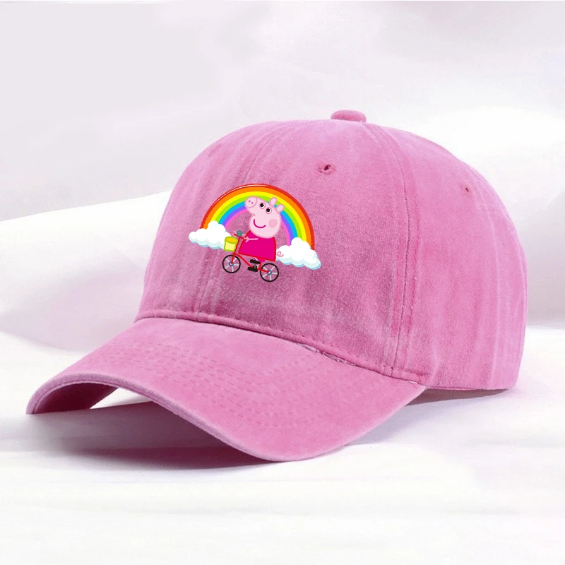 Бейсболки-peppa-pig-с-мультяшным-принтом-Джордж-Свинка-для-взрослых-мужские-и-женские-для-активного-отдыха-солнцезащитные-для-путешествий-кепка-папа