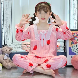 Children Sleepwear Fall Winter Flannel Girl Warm Clothes Suit Sleepwear Children's Pyjamas Nightgown Warm Plush Night Clothes