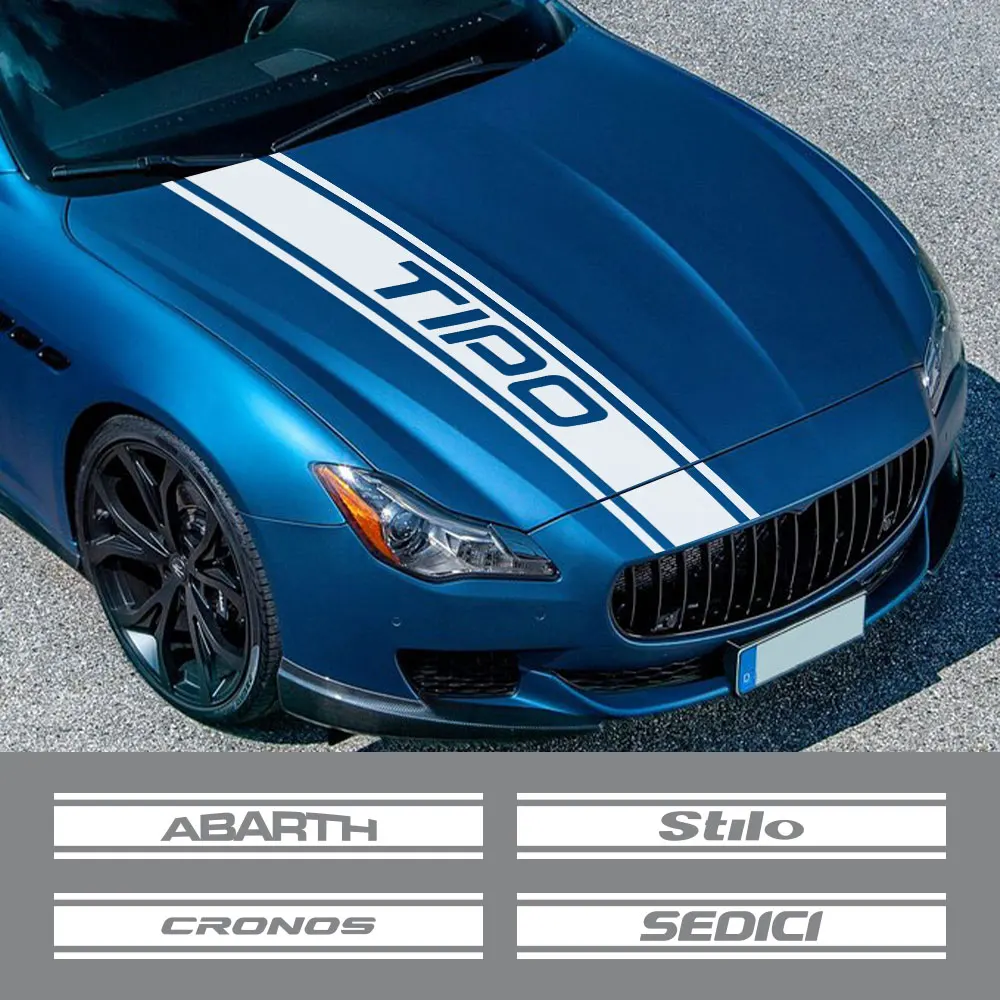 Vinyl Car Hood Sticker for Fiat 124SPIDER STILO TIPO ABARTH ALBEA CRONOS DOBLO DUCATO MOBI SEDICI TORO UNO PVC Auto Bonnet Decal