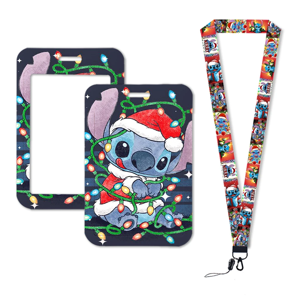 Disney-Stitch CAN o Keychains Lanyard Rope for prédire, Card ID, Employé, Danemark ge Holders, Student, Card Lanyard Set, Christmas