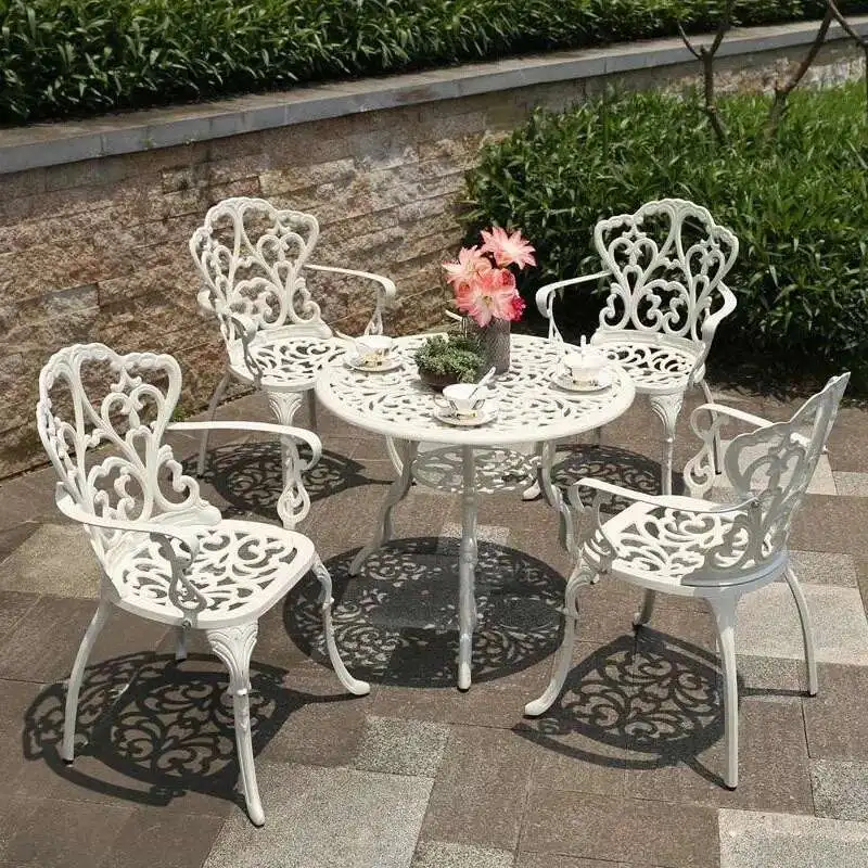 

European Garden Table and Chairs Cast Aluminum Leisure Combination Outdoor Furniture Leisure Back Chair Patio Table and Chairs M