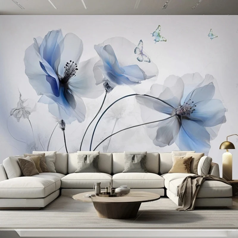 

Фрески на заказ, обои, свежая ручная роспись, цветочный дизайн бабочки для гостиной, дивана, ТВ, фон, настенный декор, фон