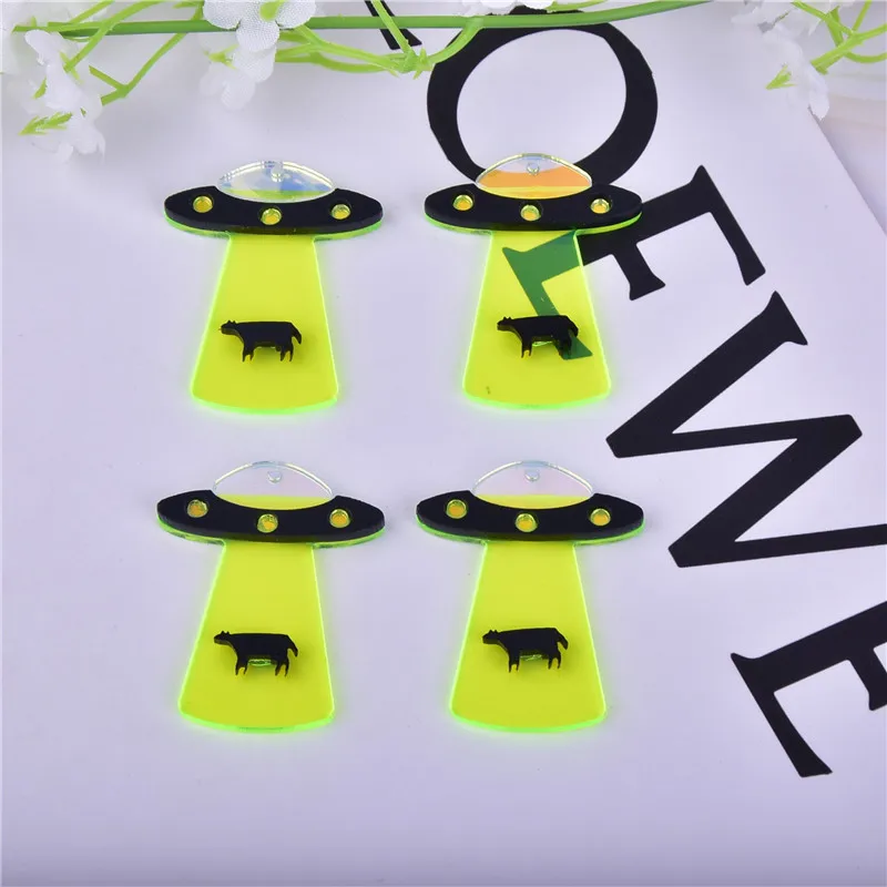 6pcs 34*43mm UFO  Spacecraft Arcylic Charms for Earring  Bracelet DIY Jewelry  Making