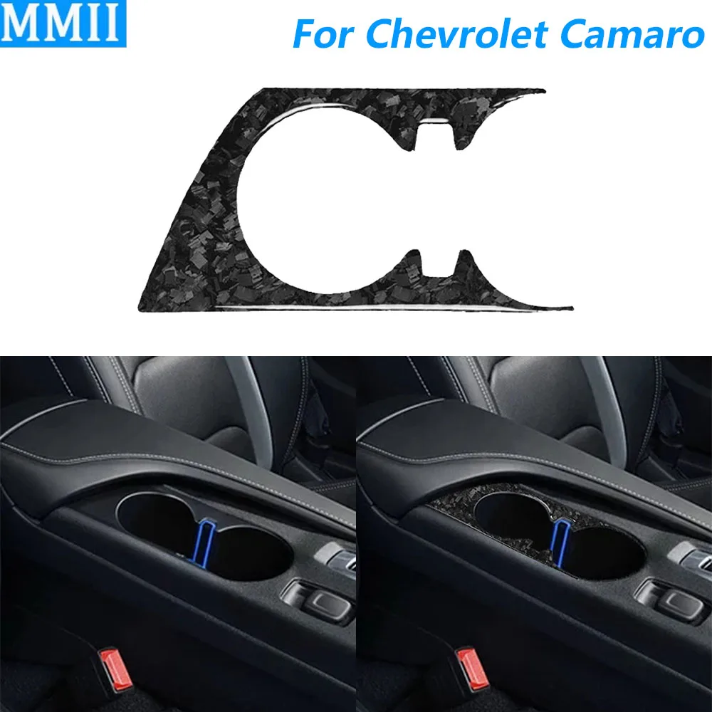 

For Chevrolet Camaro 2016-2025 Forged Carbon Fiber Gear Shift Water Cup Holder Panel Cover Car Accessories Decoration Sticker