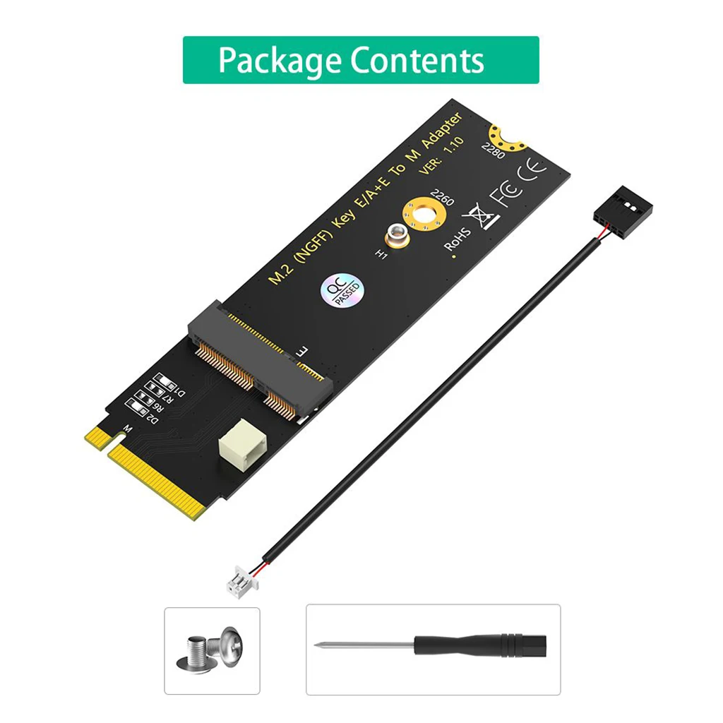 

M.2 A+E Key WiFi/Bluetooth-compatible Card to M.2 Key M Adapter Card for Intel AX200/AX201/AX210 for M2 NGFF 2230/3030 Module