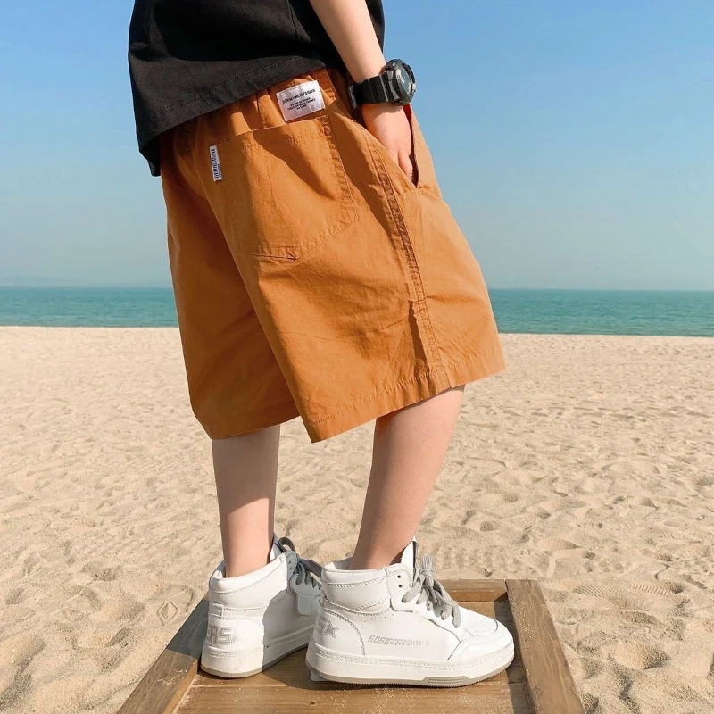 Short décontracté à taille élastique pour garçon, salopette de sport pour enfants, pantalon d'été avec lettres de dessin animé