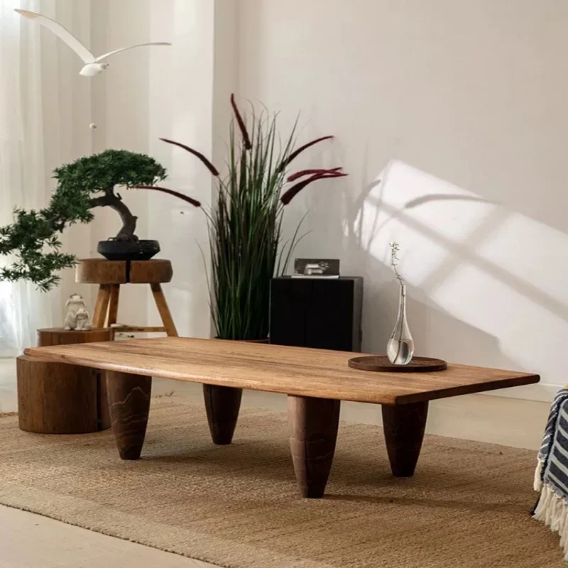&Black Extendable Coffee Table Storage Classic Japanese Retro Coffee Table Polished Matte Stolik Kawowy Living Room Furniture