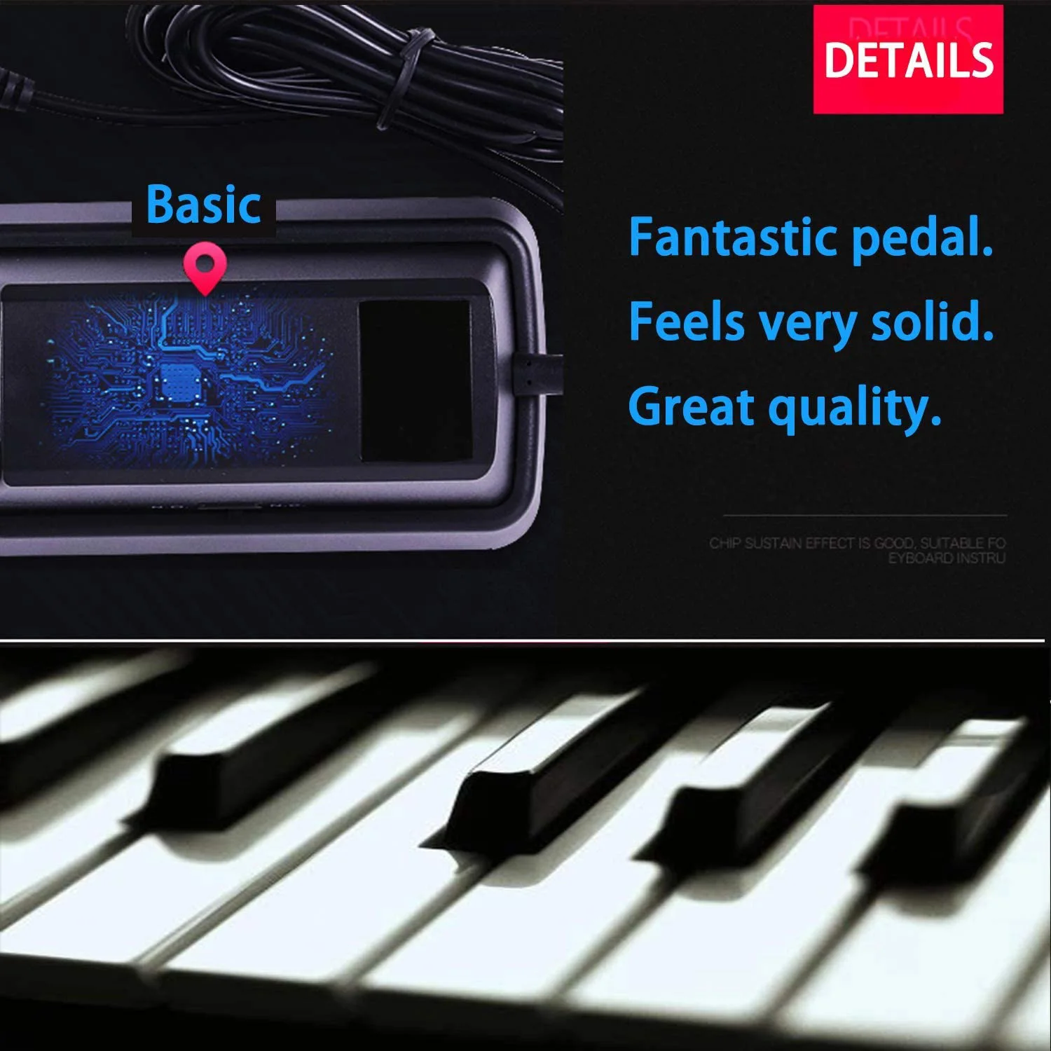 Pedal de sostenido universal Pedal antideslizante duradero para teclado sintetizador de teclado MIDI y piano