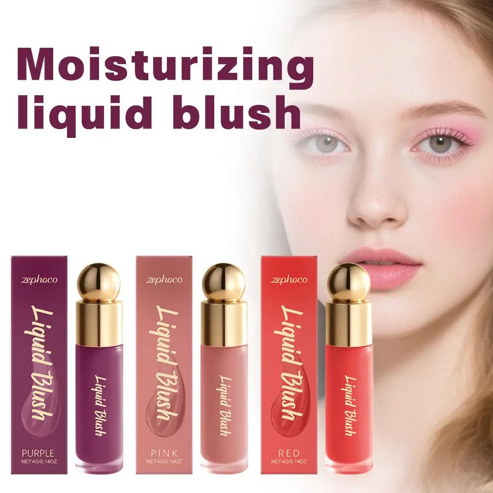 3in1 متعددة الوظائف دائم لينة الطبيعية أحمر الخدود كريم ماكياج الوجه ترطيب سطع أحمر الخدود الأرجواني الوردي الأحمر الخد الشفاه العين السائل #2